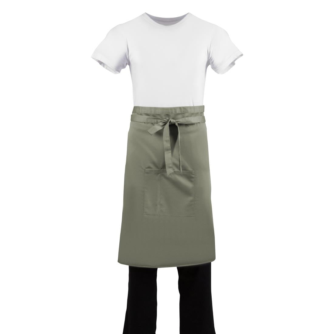 Whites Regular Bistro Apron Olive - B434 Aprons Whites Chefs Clothing