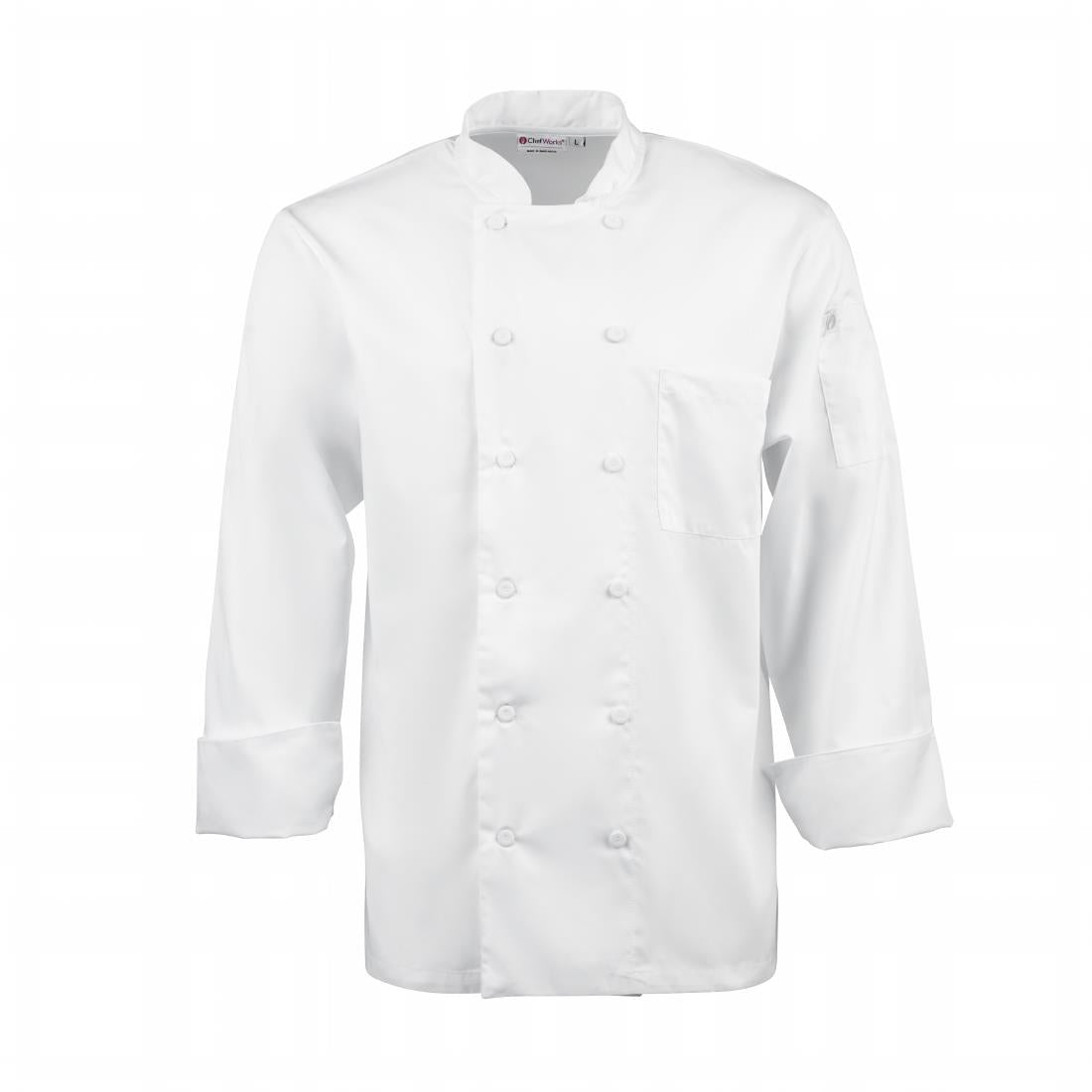 Chef Works Calgary Long Sleeve Cool Vent Unisex Chefs Jacket White L - B649-L Chef Works Chefs Jackets Chef Works