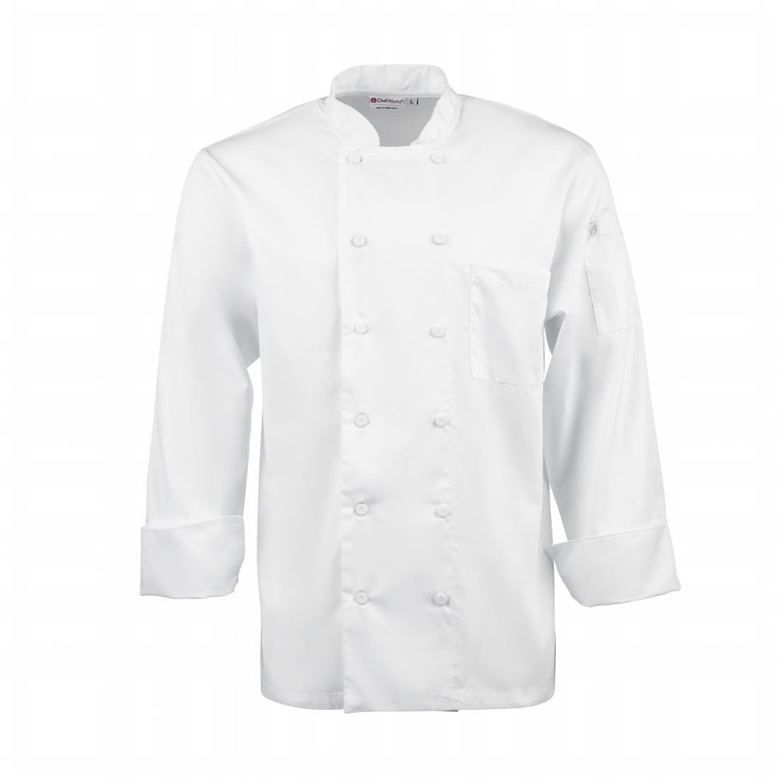 Chef Works Calgary Long Sleeve Cool Vent Unisex Chefs Jacket White M - B649-M Chef Works Chefs Jackets Chef Works