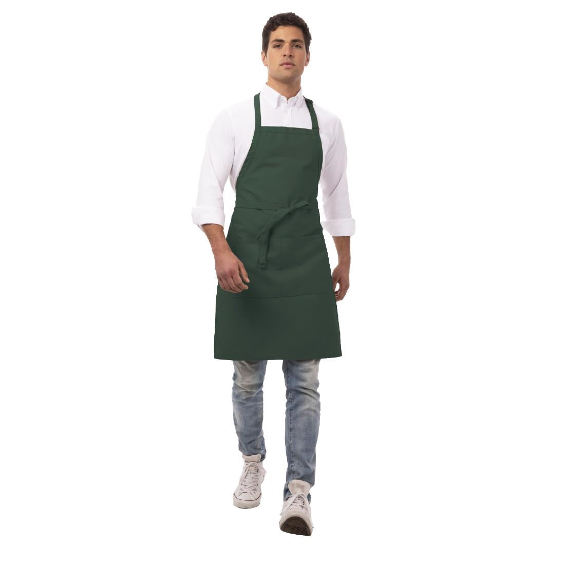 Chef Works Butchers Bib Apron Hunter Green - B677 Aprons Chef Works