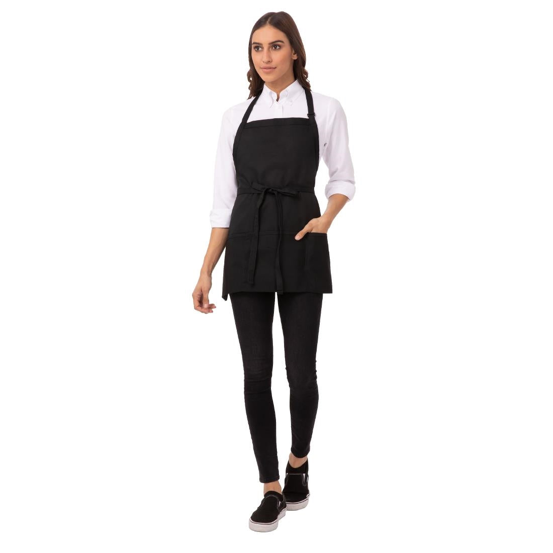 Chef Works Three Pocket Bib Apron Black - B691 Aprons Chef Works