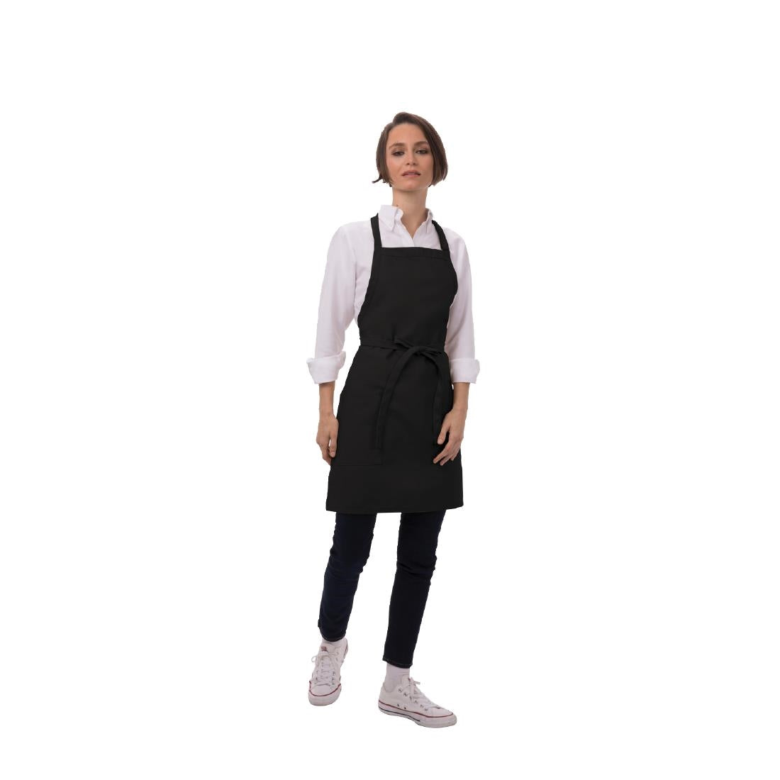Chef Works Two Patch Pocket Bib Apron Black - B780 Aprons Chef Works