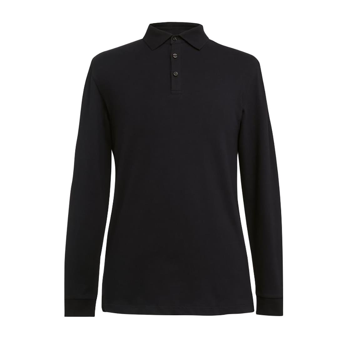 Brook Taverner Frederick Mens Long Sleeve Polo Shirt Black Size S - BA008-S Polo Shirts Brook Taverner