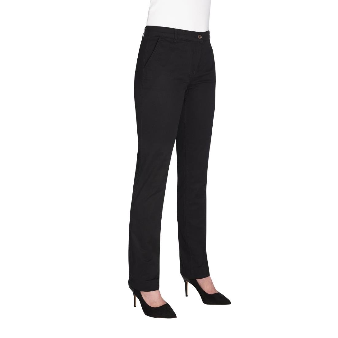 Brook Taverner Womens Houston Slim Leg Chinos Black Size 24 - BA083-24 Uniform Trousers Brook Taverner