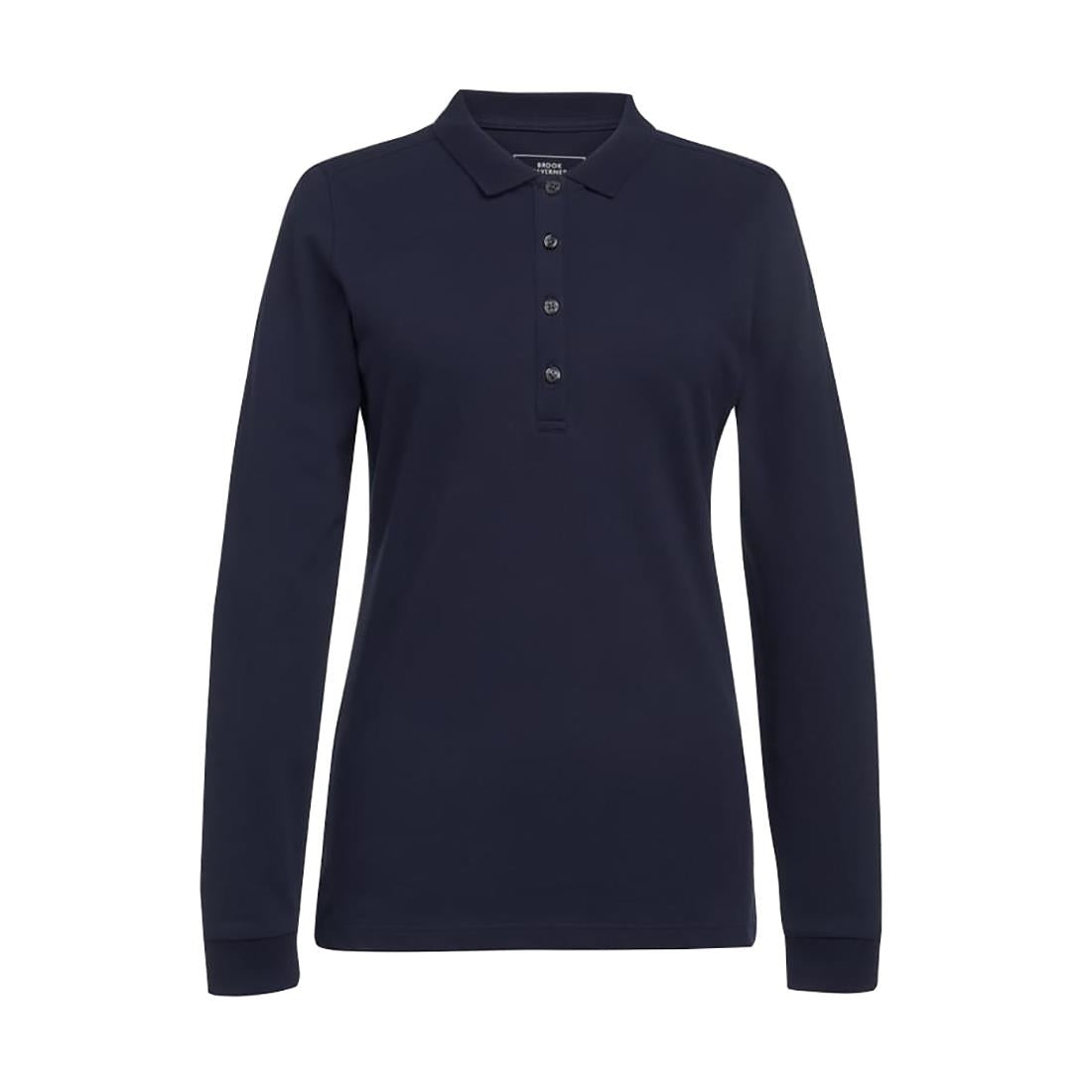 Brook Taverner Anna Womens Long Sleeve Polo Shirt Navy Size L - BA143-L Polo Shirts Brook Taverner