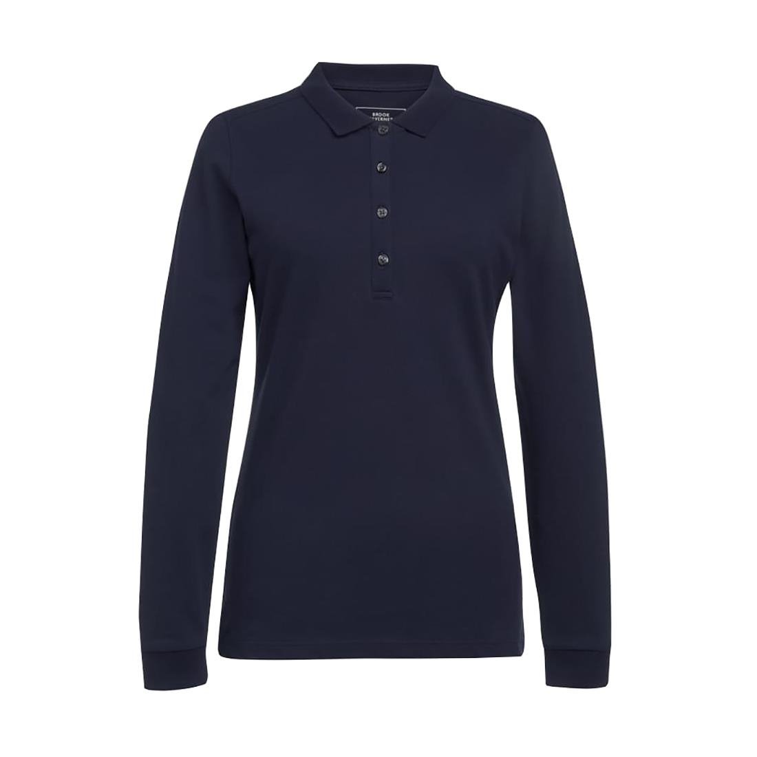Brook Taverner Anna Womens Long Sleeve Polo Shirt Navy Size M - BA143-M Polo Shirts Brook Taverner