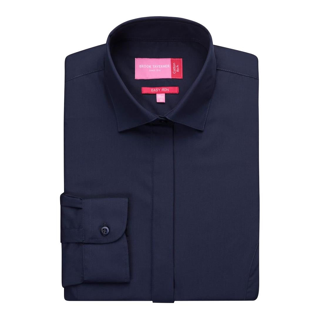 Brook Taverner Ladies Long Sleeve Parma Shirt Navy Size 10 - BA149-10 Dress Shirts Brook Taverner