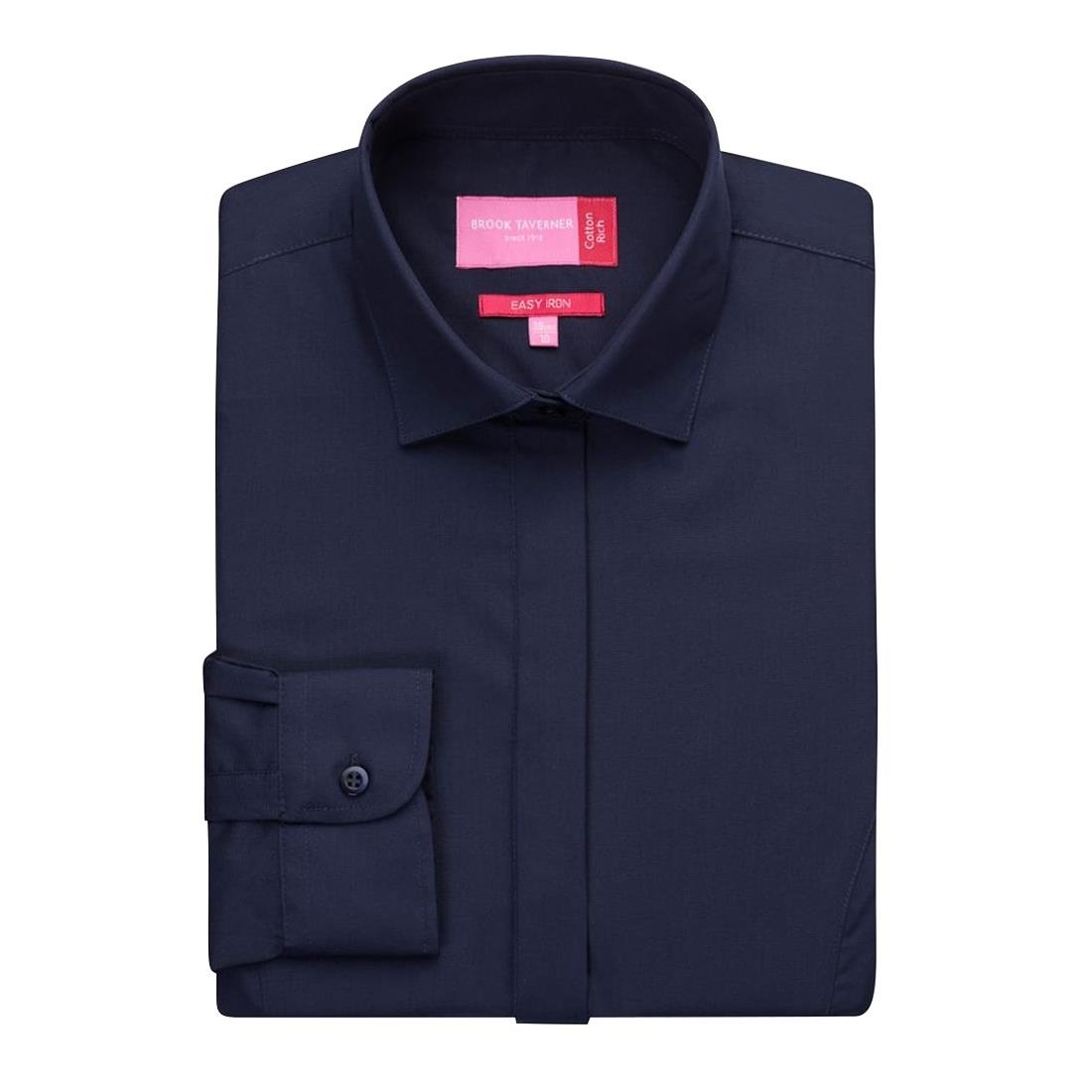 Brook Taverner Ladies Long Sleeve Parma Shirt Navy Size 6 - BA149-6 Dress Shirts Brook Taverner