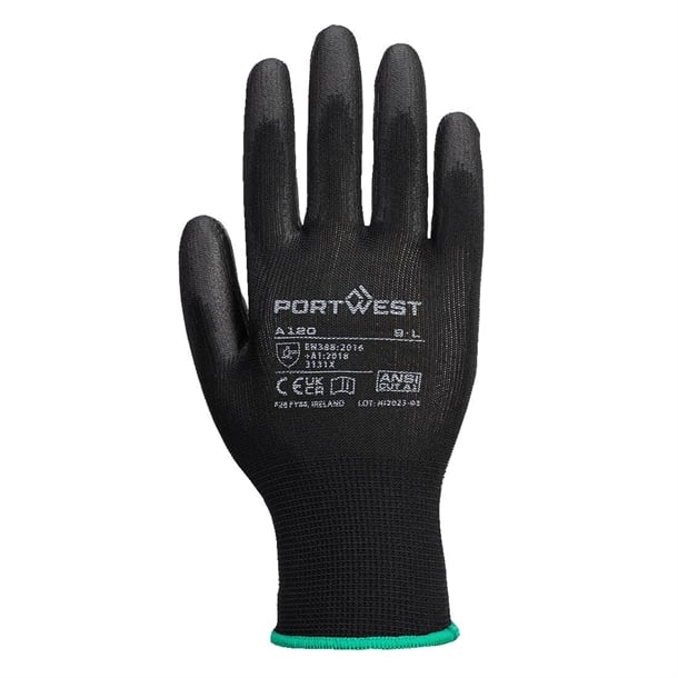 Portwest Black PU Palm Glove Size M - BA183-M Portwest