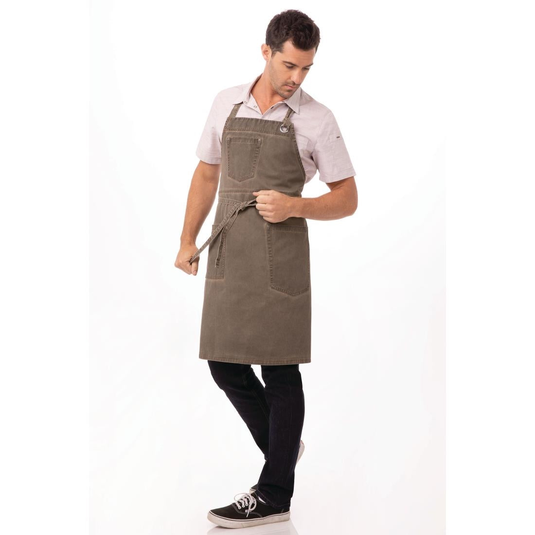 Chef Works Urban Dorset Antique Bib Apron Earth Brown - BB002 Aprons Chef Works Urban
