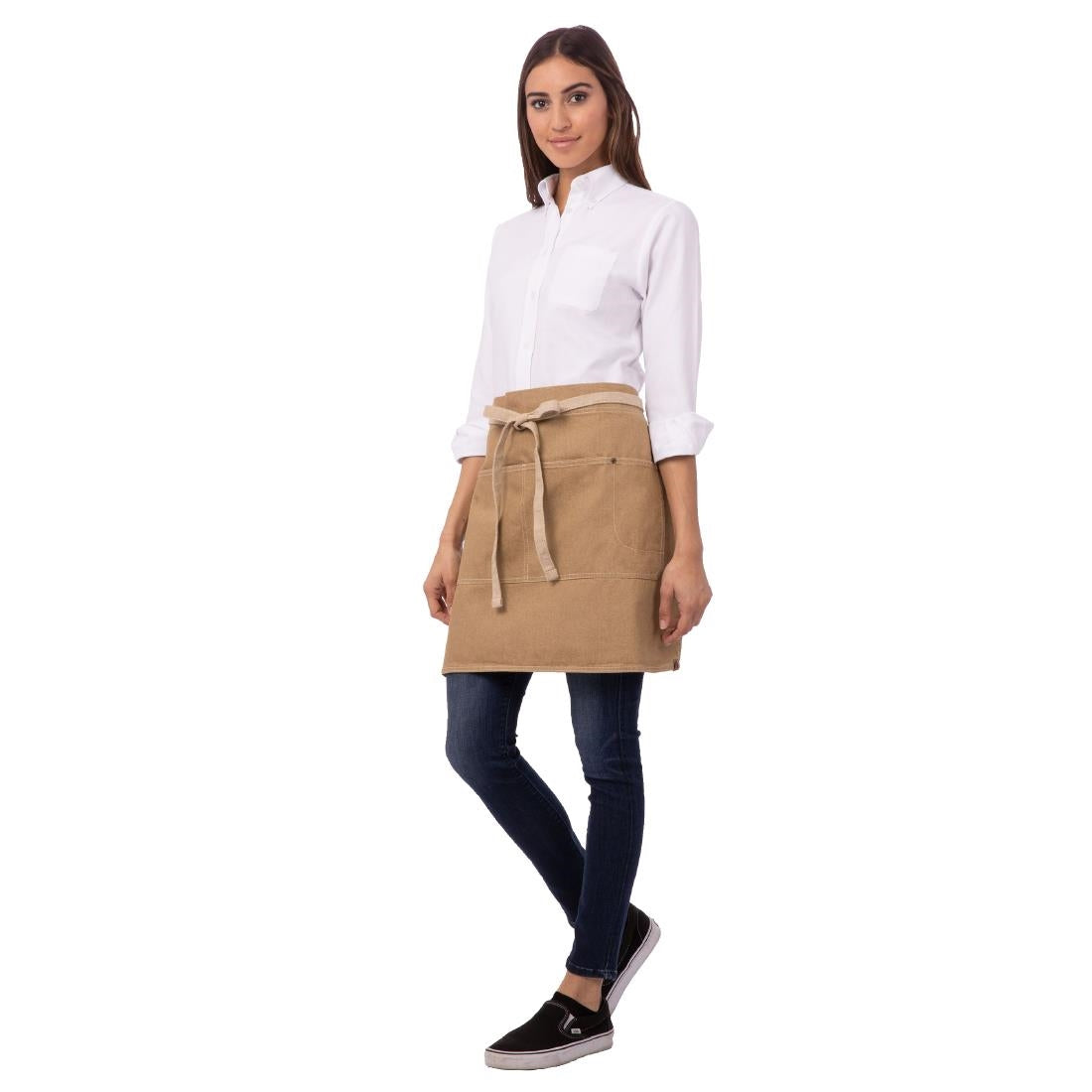 Chef Works Urban Austin Denim Half Bistro Apron Natural - BB019 Aprons Chef Works Urban