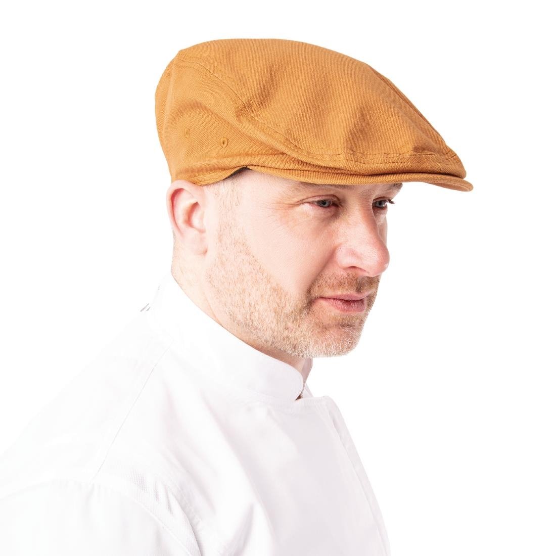 Chef Works Urban Rockford Pigment Dye Canvas Flat Cap Nutmeg S-M - BB054-SM Chef Caps Chef Works Urban