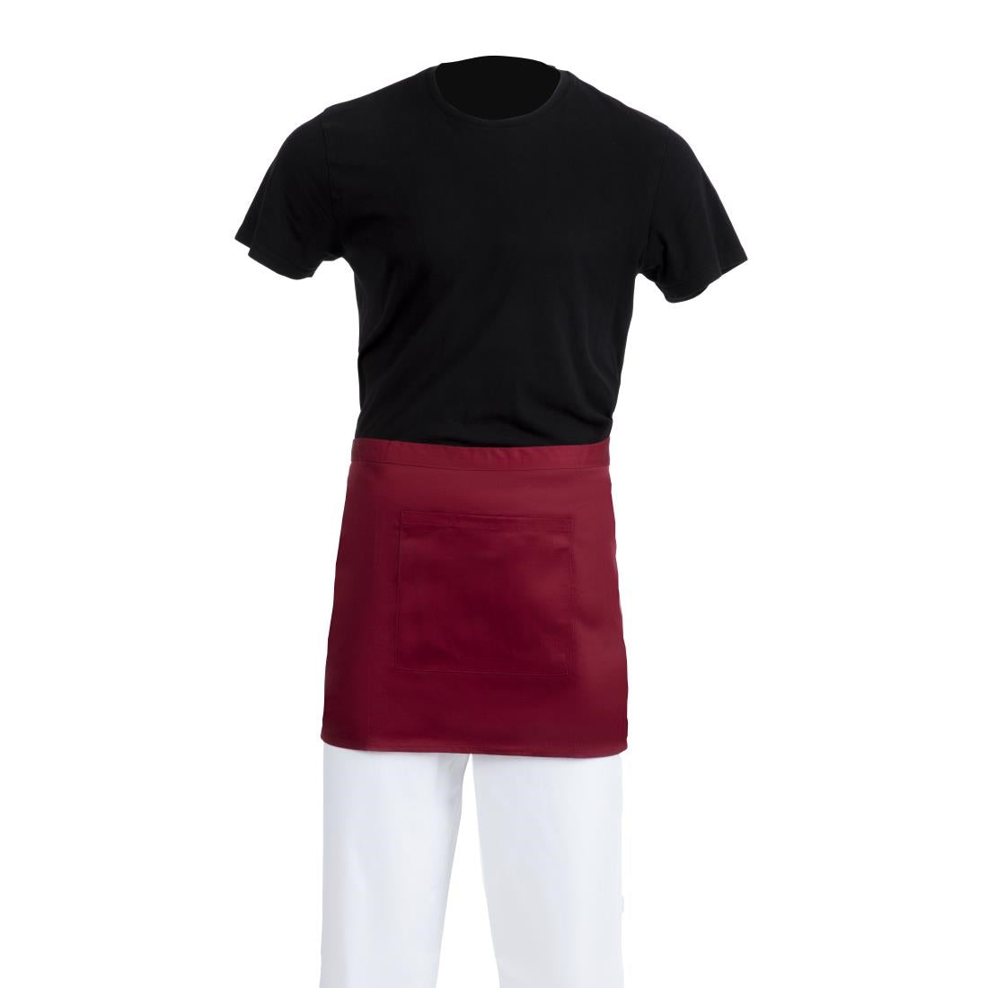 Whites Short Bistro Apron Burgundy - BB177 Aprons Whites Chefs Clothing