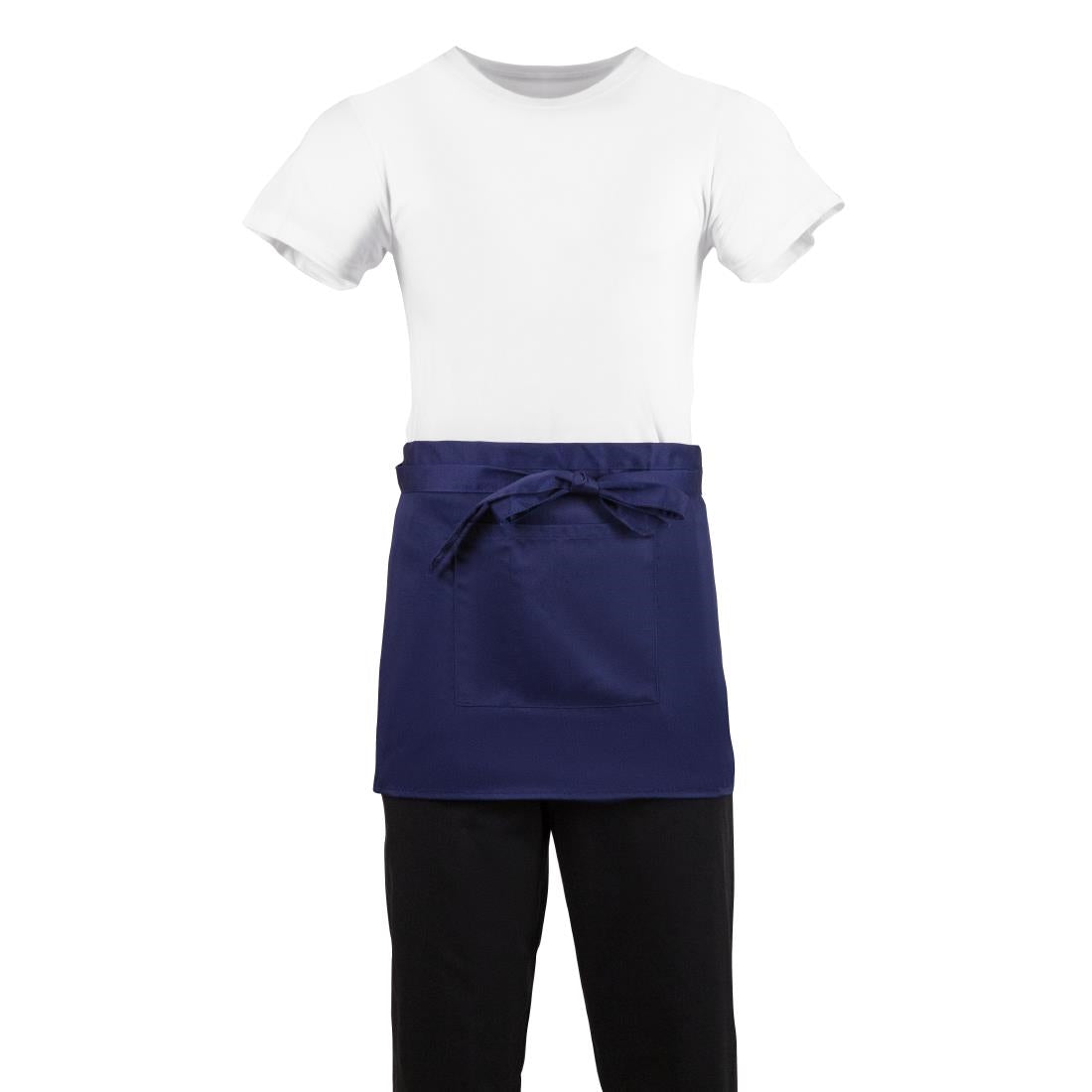 Whites Short Bistro Apron Navy Blue - BB179 Aprons Whites Chefs Clothing