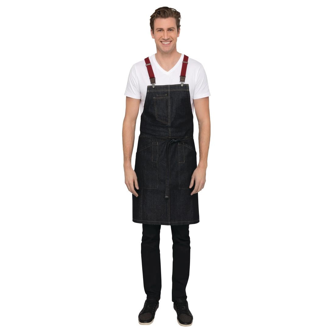 Chef Works Urban Berkeley Denim Brace Bib Apron Dark Indigo - BB206 Aprons Chef Works Urban