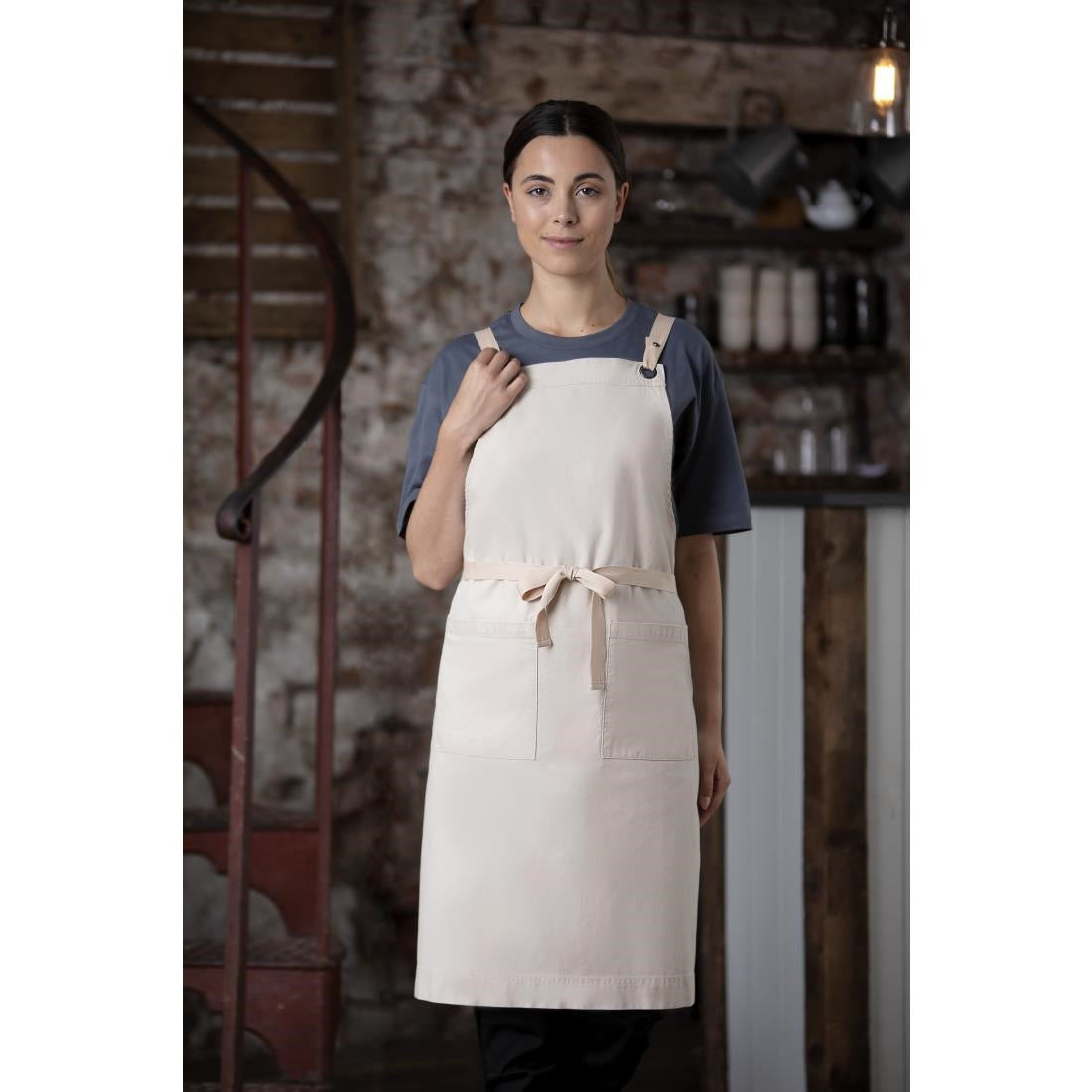 Southside Cotton Canvas Bib Apron Stone - BB685 Aprons Southside