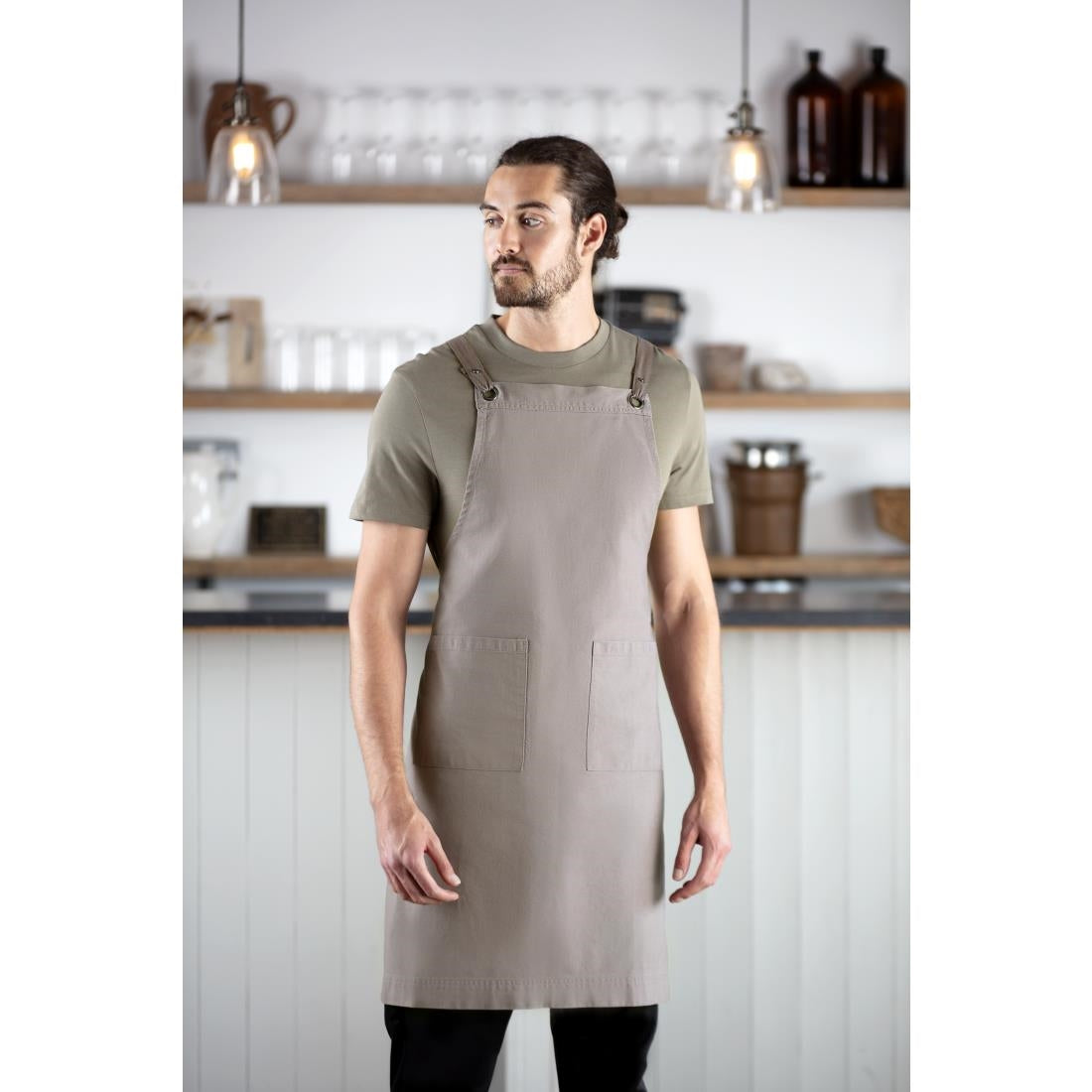 Southside Cotton Canvas Bib Apron Washed Grey - BB687 Aprons Southside