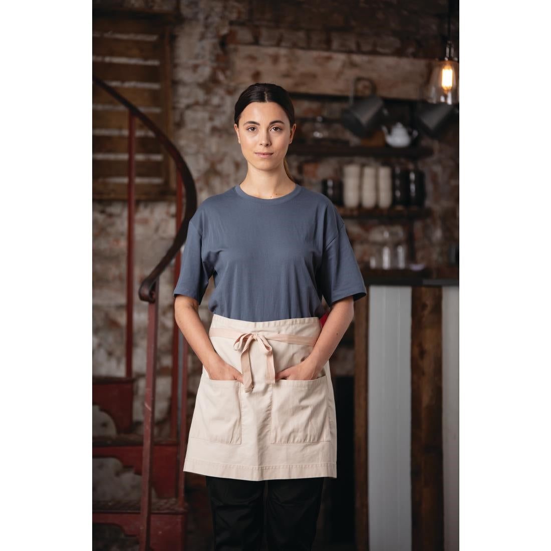 Southside Cotton Canvas Waist Apron Stone - BB688 Aprons Southside