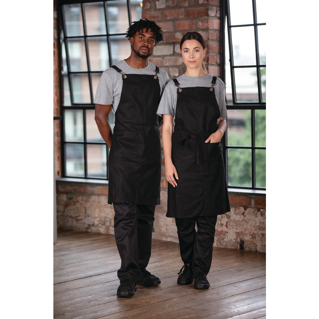 Southside Linen Blend Bib Apron Black - BB691 Aprons Southside