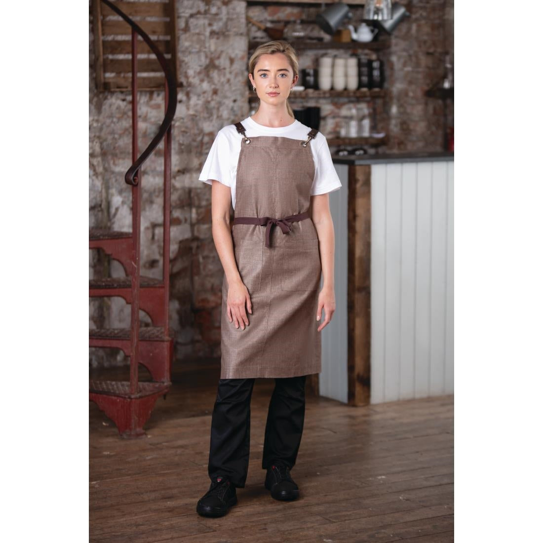 Southside Linen Blend Bib Apron Chocolate - BB692 Aprons Southside