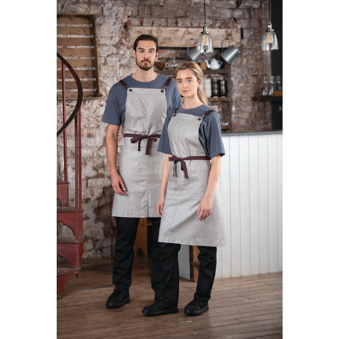 Southside Linen Blend Bib Apron Grey - BB693 Aprons Southside