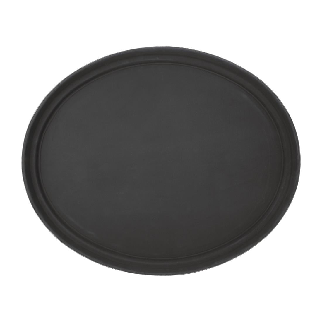 Olympia Kristallon Polypropylene Oval Non-Slip Tray Black 685mm - C162 Olympia