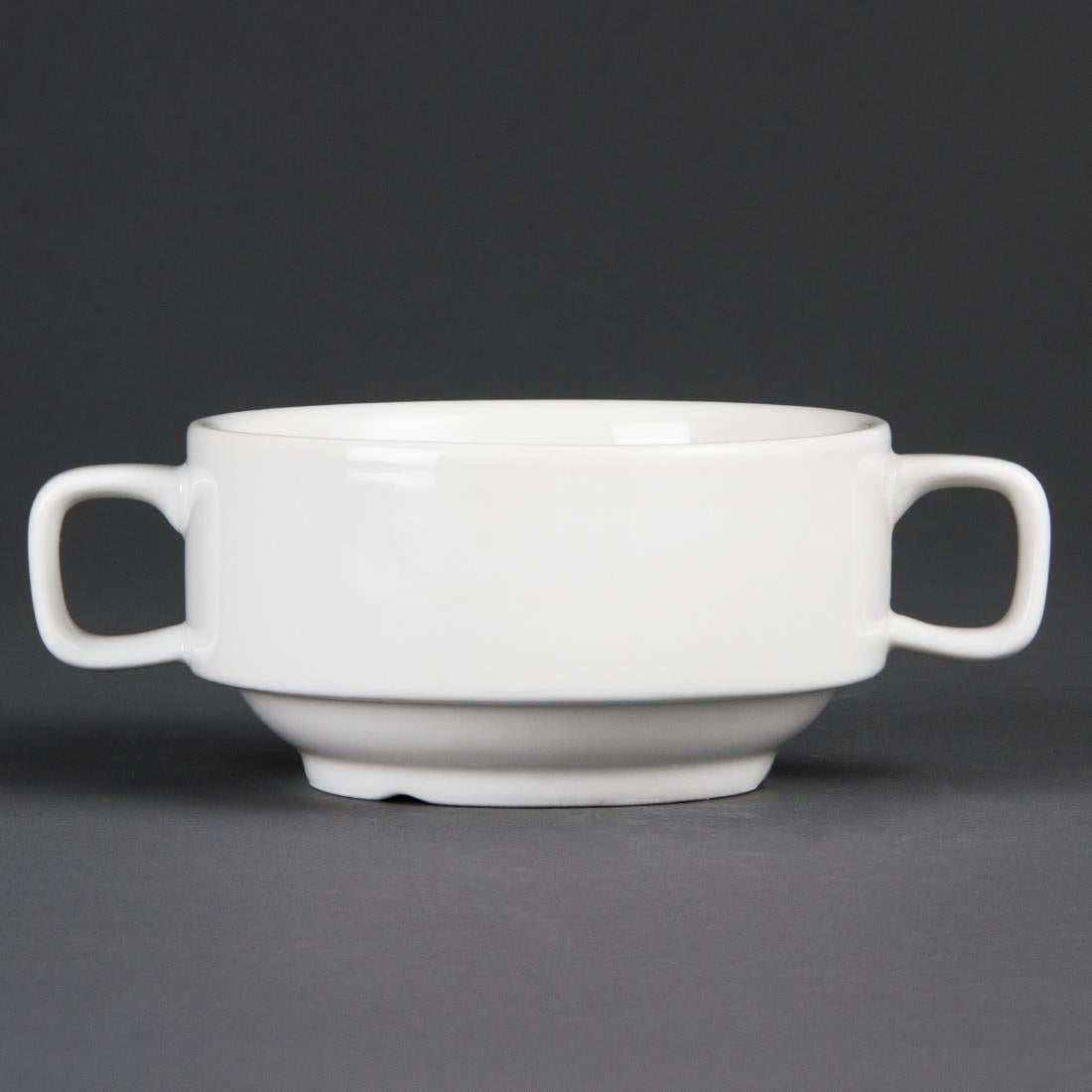 Olympia Whiteware Soup Bowls With Handles 400ml (Pack of 6) - C239 Bowls Olympia