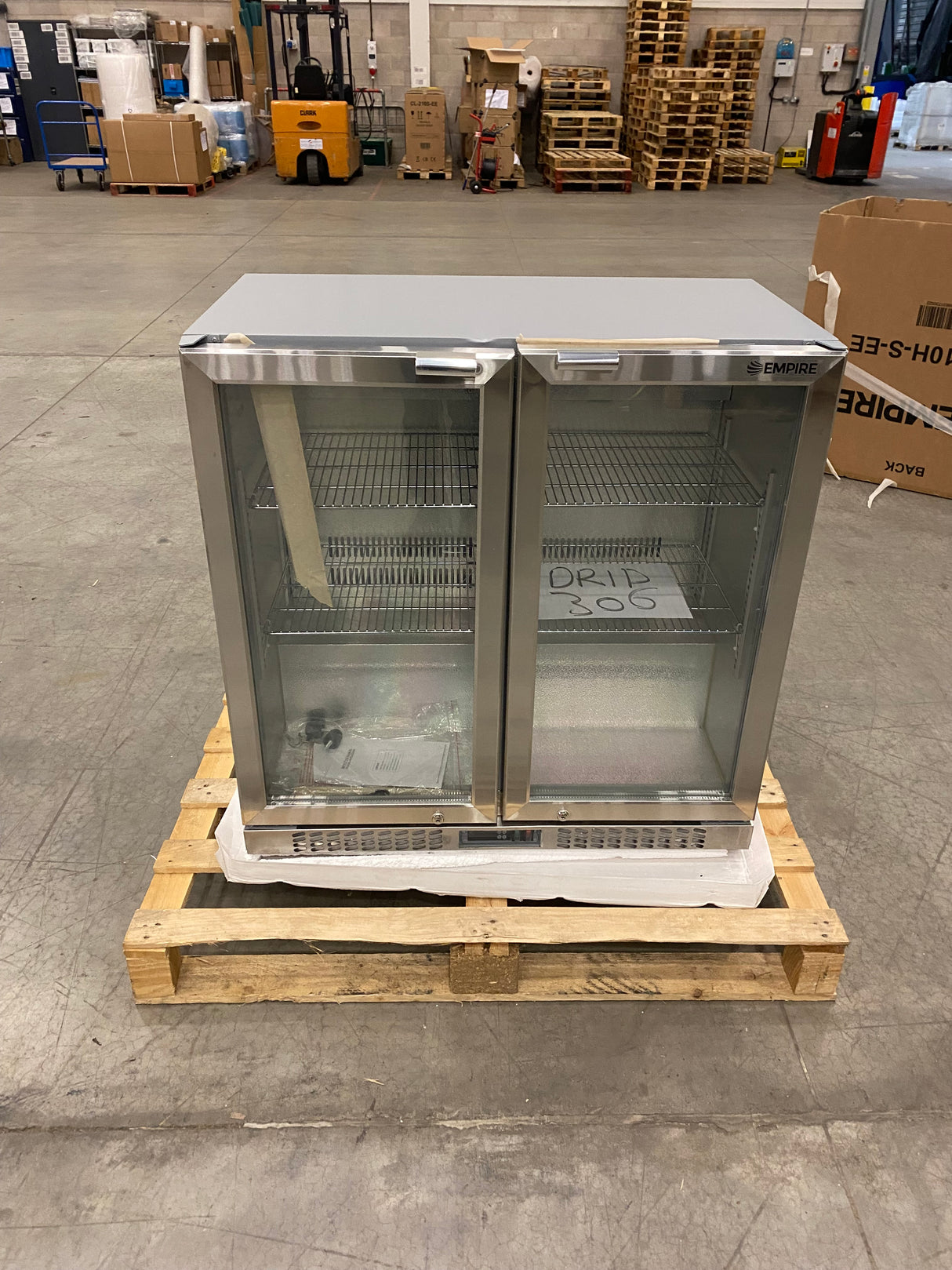 Empire Double Door 208L Stainless Steel Bottle Cooler – A Energy Rated Hinged Door Commercial Back Bar Fridge | CL-210H-S - Graded Item