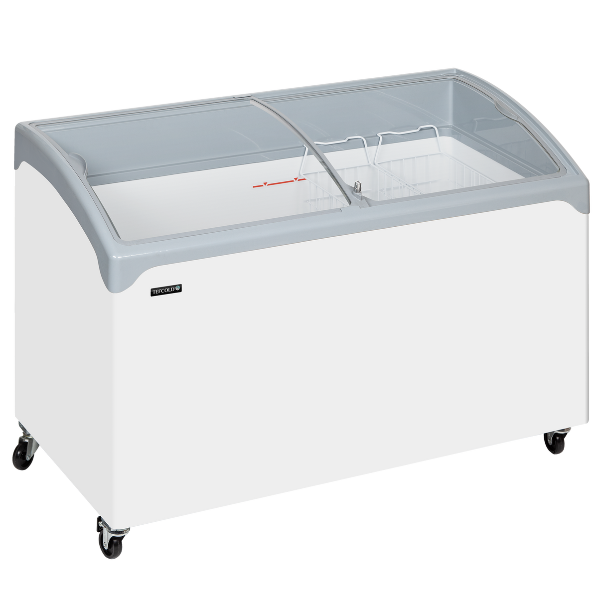 Tefcold Sliding Curved Glass Lid Chest Freezer - NIC400SCEB LED Tefcold