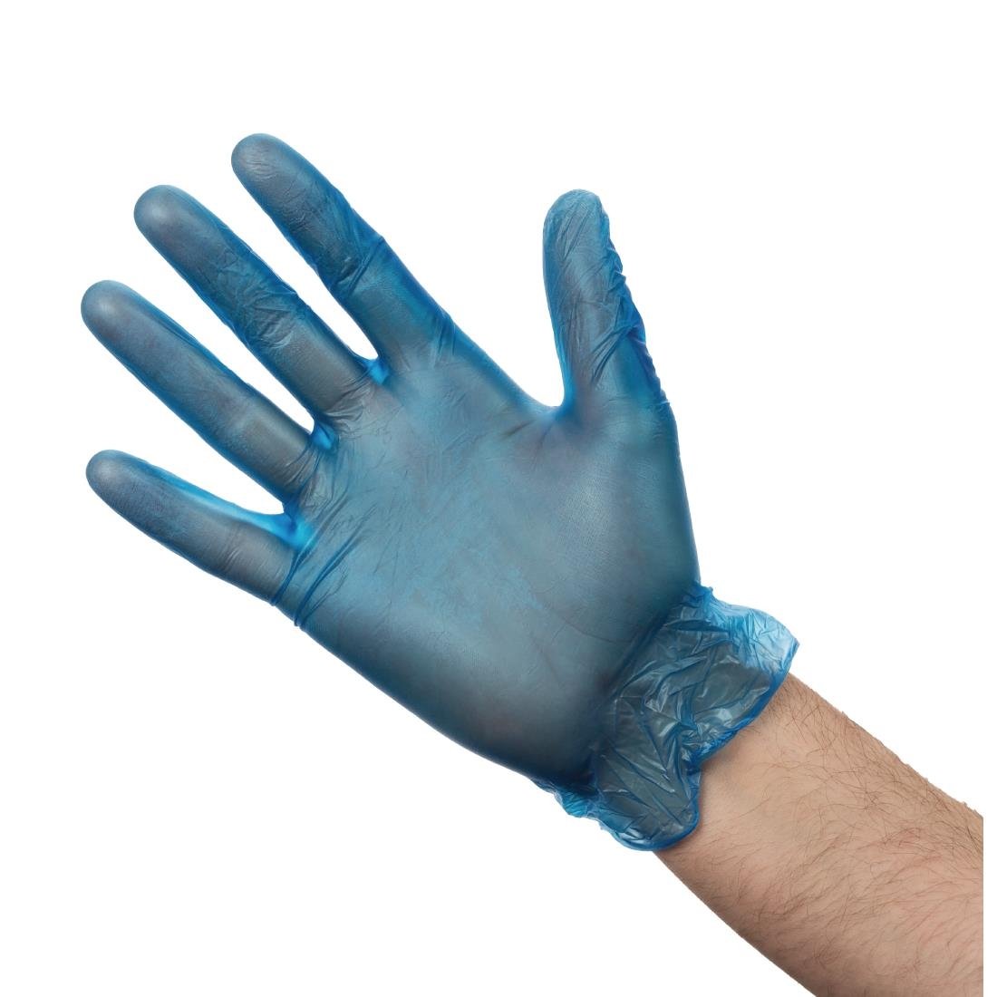 Vogue Powdered Vinyl Gloves Blue Extra Large (Pack of 100) - CB254-XL Unicare
