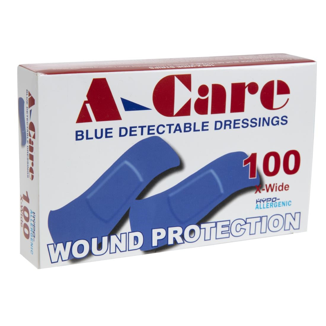 A-care detectable blue plasters extra wide strip 75X25MM - (Box of 100) - CB442 Aero
