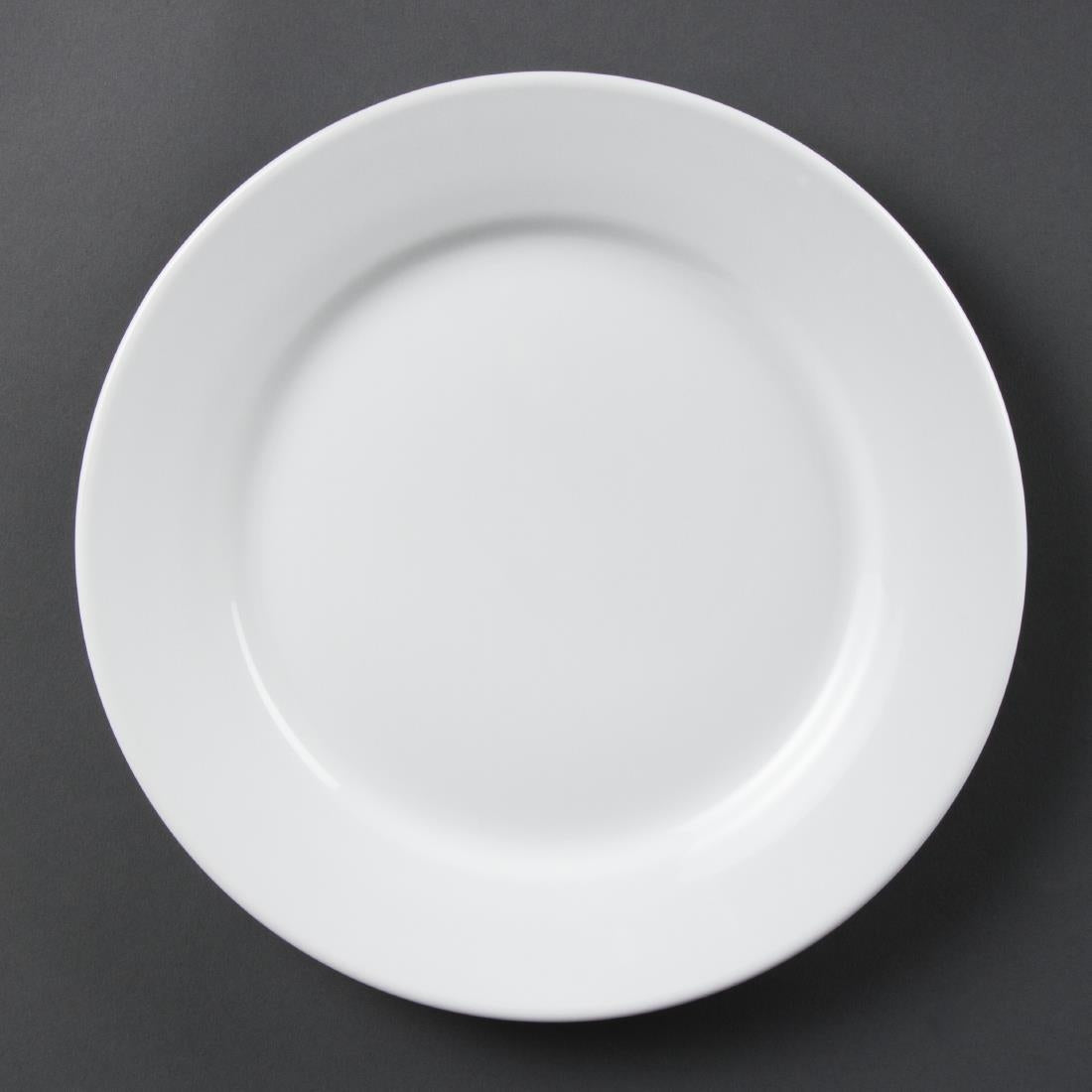 Olympia Whiteware Wide Rimmed Plates 250mm (Pack of 12) - CB481 Plates Olympia