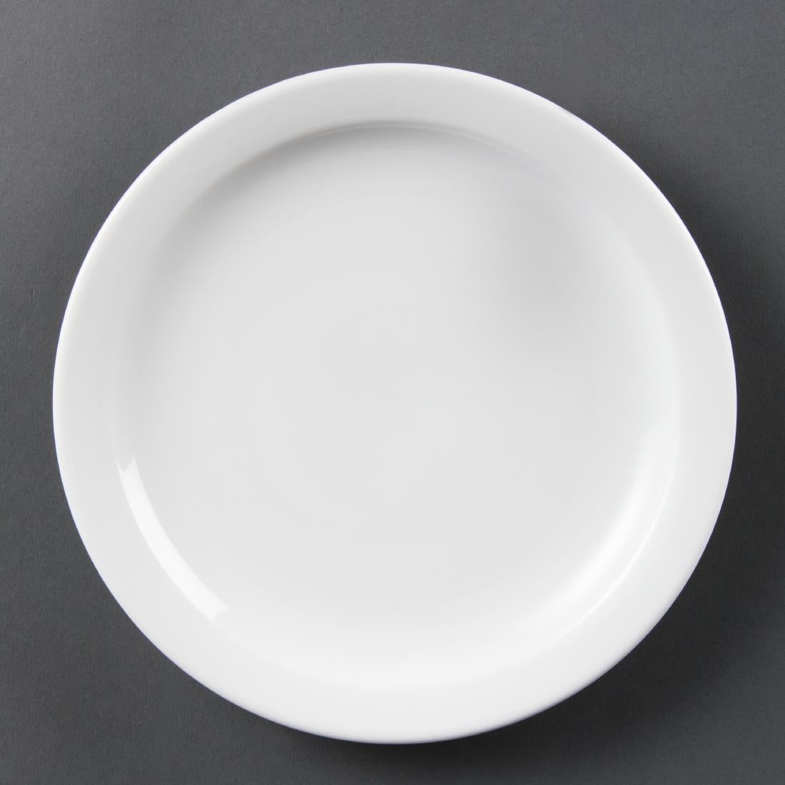 Olympia Whiteware Narrow Rimmed Plates 202mm (Pack of 12) - CB488 Plates Olympia