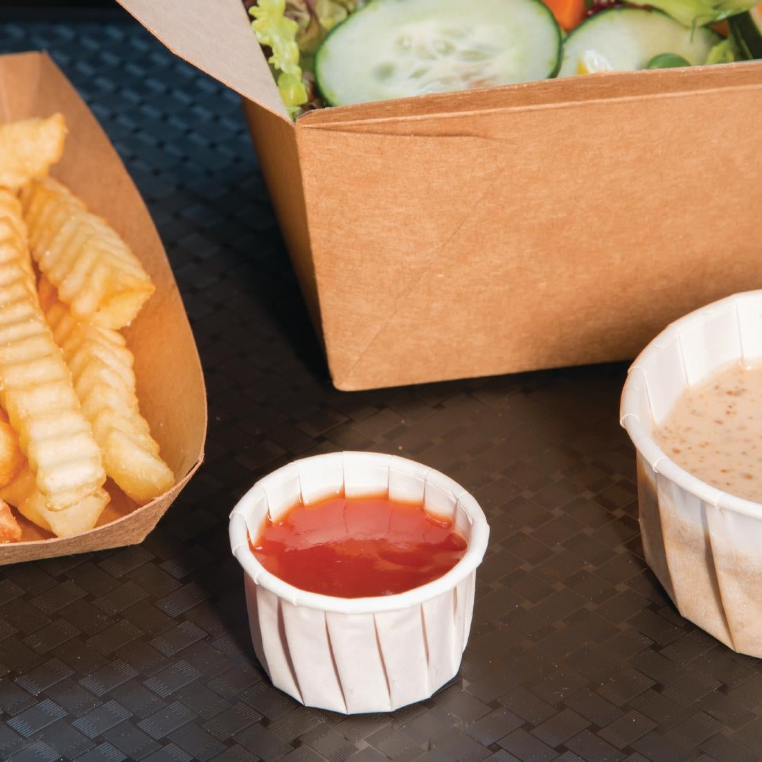 4 Aces Recyclable Paper Sauce Pots Small 1oz (Pack of 250) - CX080 Condiment Pots & Soup Cups 4 Aces