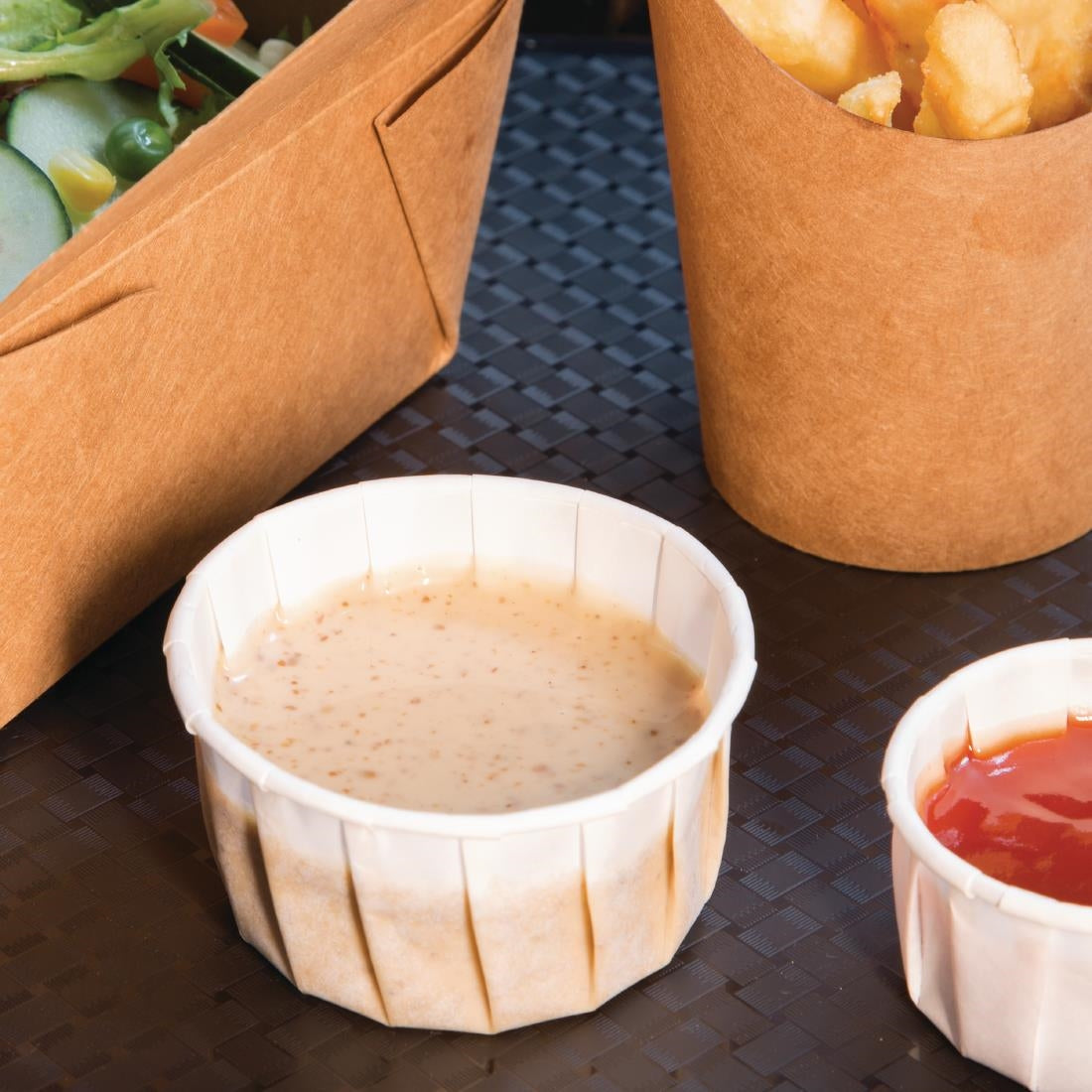 4 Aces Recyclable Paper Sauce Pots Large 4oz (Pack of 250) - CX082 Condiment Pots & Soup Cups 4 Aces