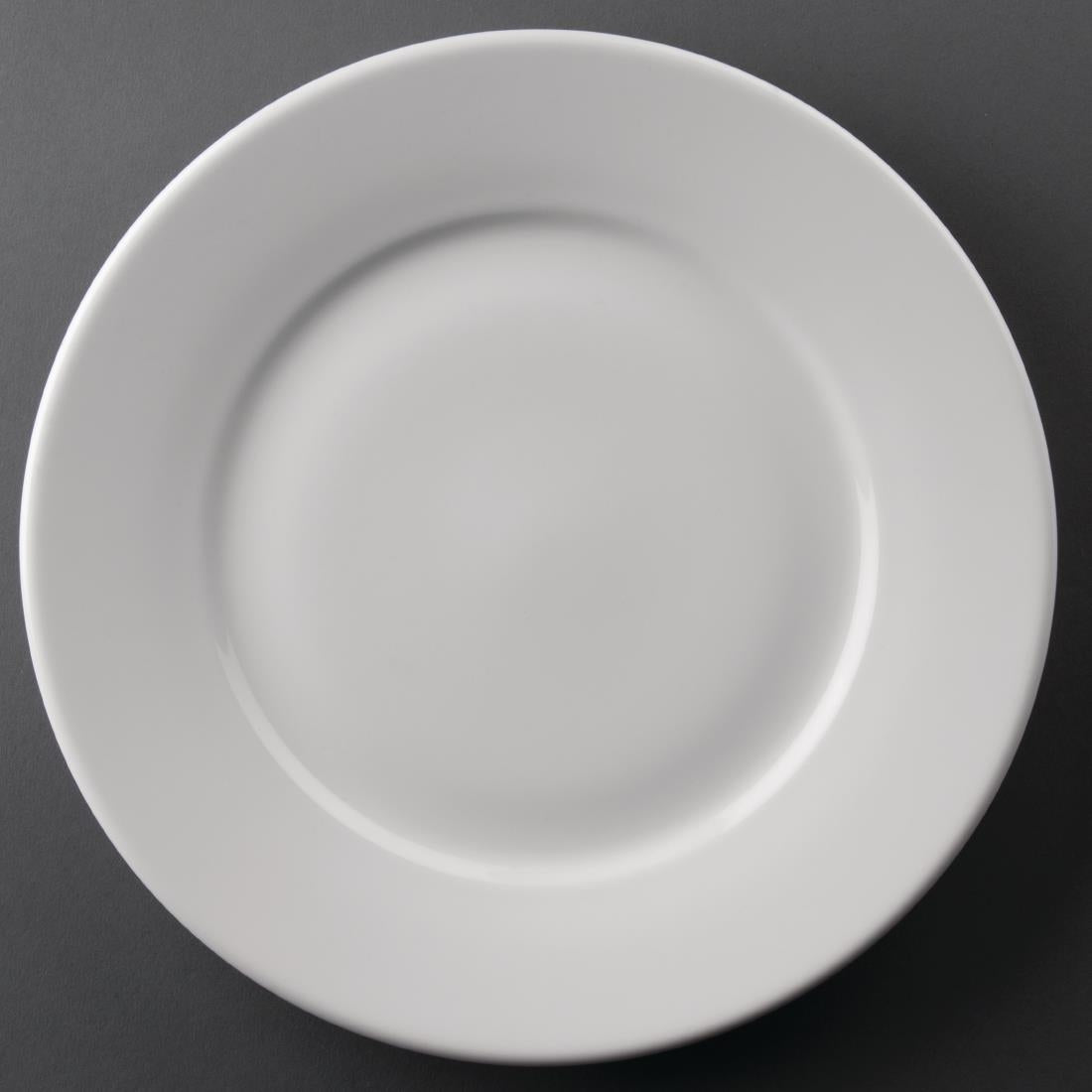 Olympia Athena Wide Rimmed Plates White 254mm/10" (Pack of 12) - CC209 Plates Olympia