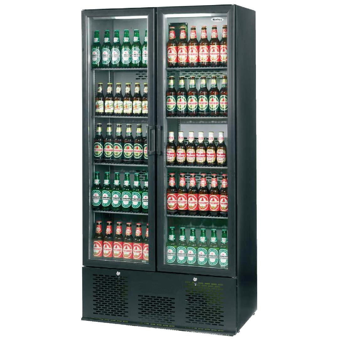 Infrico Upright Back Bar Cooler with Hinged Doors in Black ZX20 - CC607 Infrico