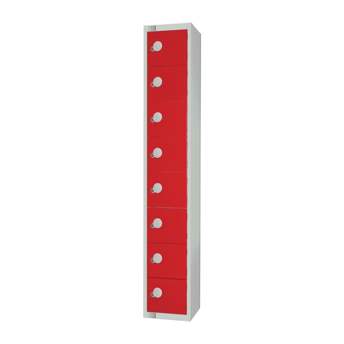 Elite Eight Door Coin Return Locker with Sloping Top Red - CE108-CNS Steel Lockers 450mm Deep Elite Lockers