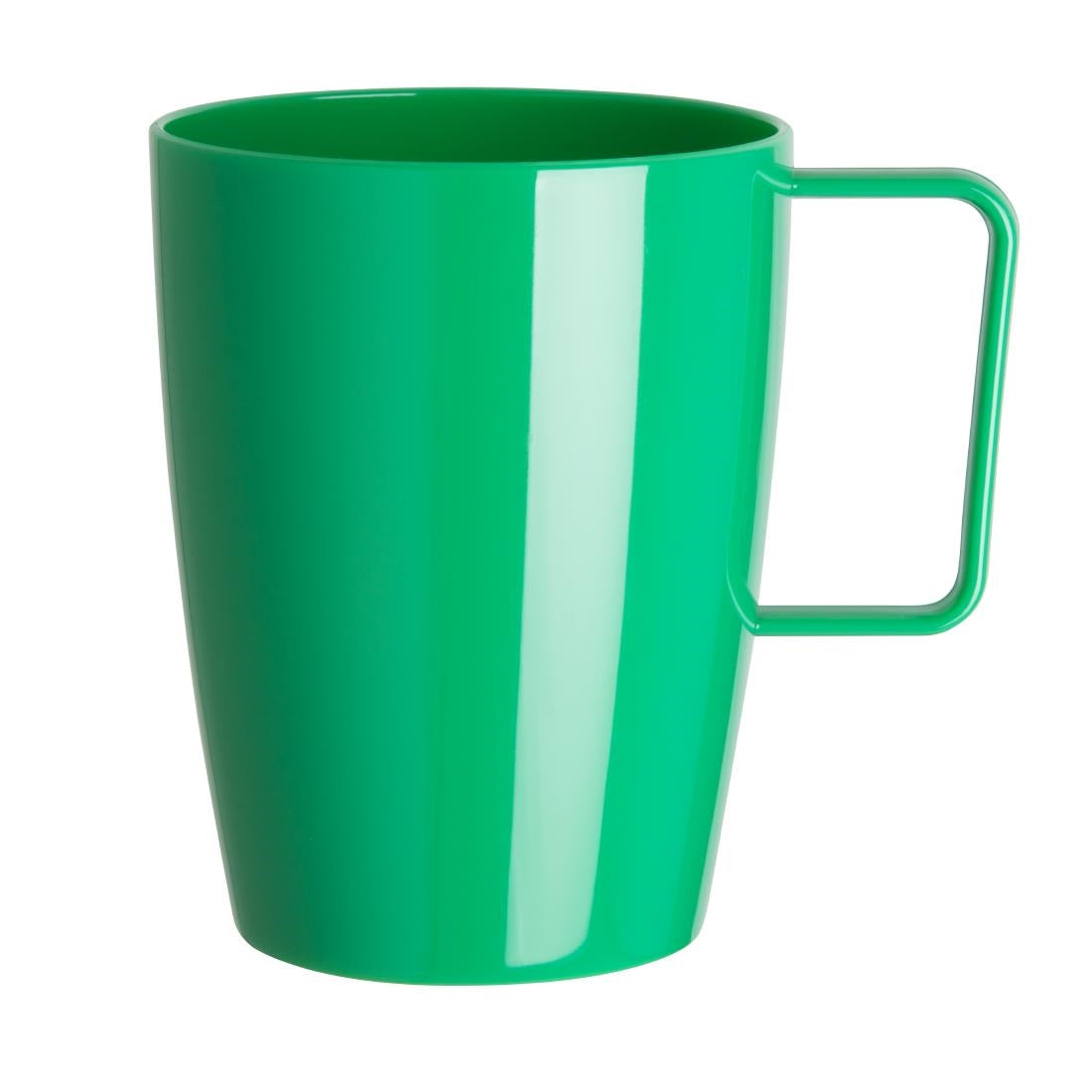Olympia Kristallon Polycarbonate Handled Beakers Green 348.7ml (Pack of 12) - CE287 Melamine and Polycarbonate Olympia