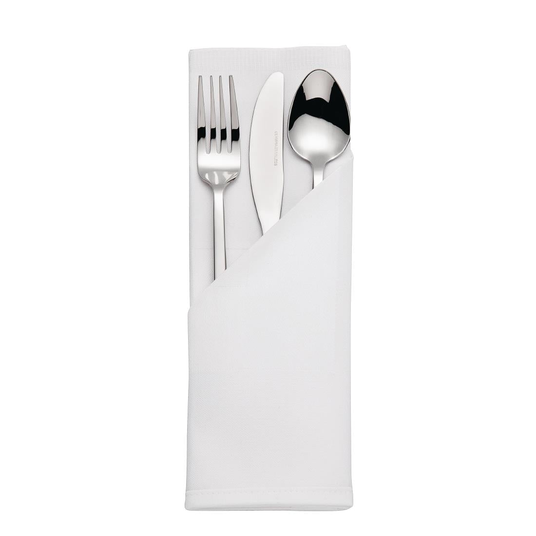 Mitre Luxury Satin Band Napkins Cotton White (Pack of 10) - HB559 Mitre Luxury