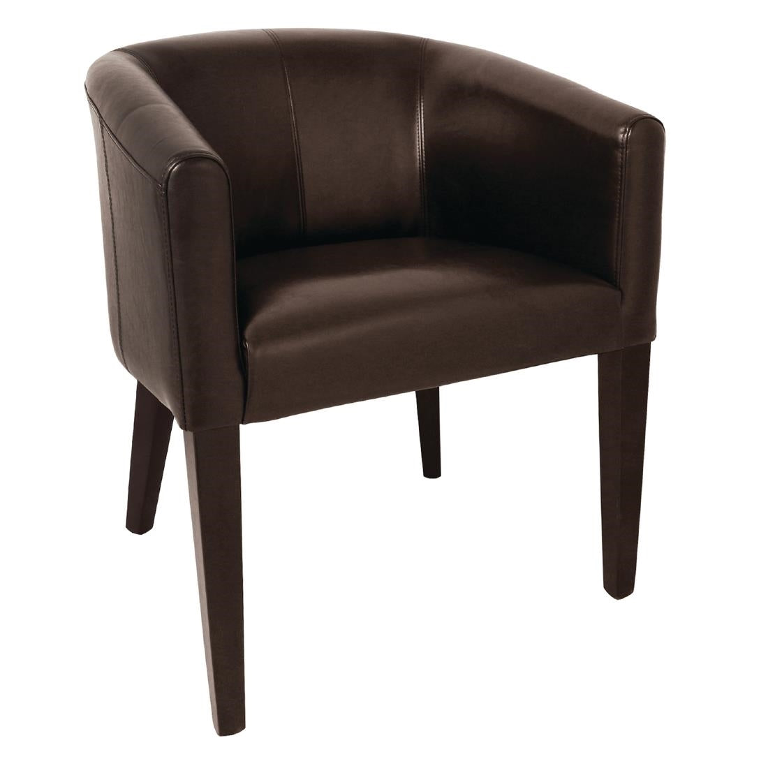 Bolero PU Leather Tub Armchair Dark Brown (Single) - CE593 Upholstered Dining Chairs Bolero