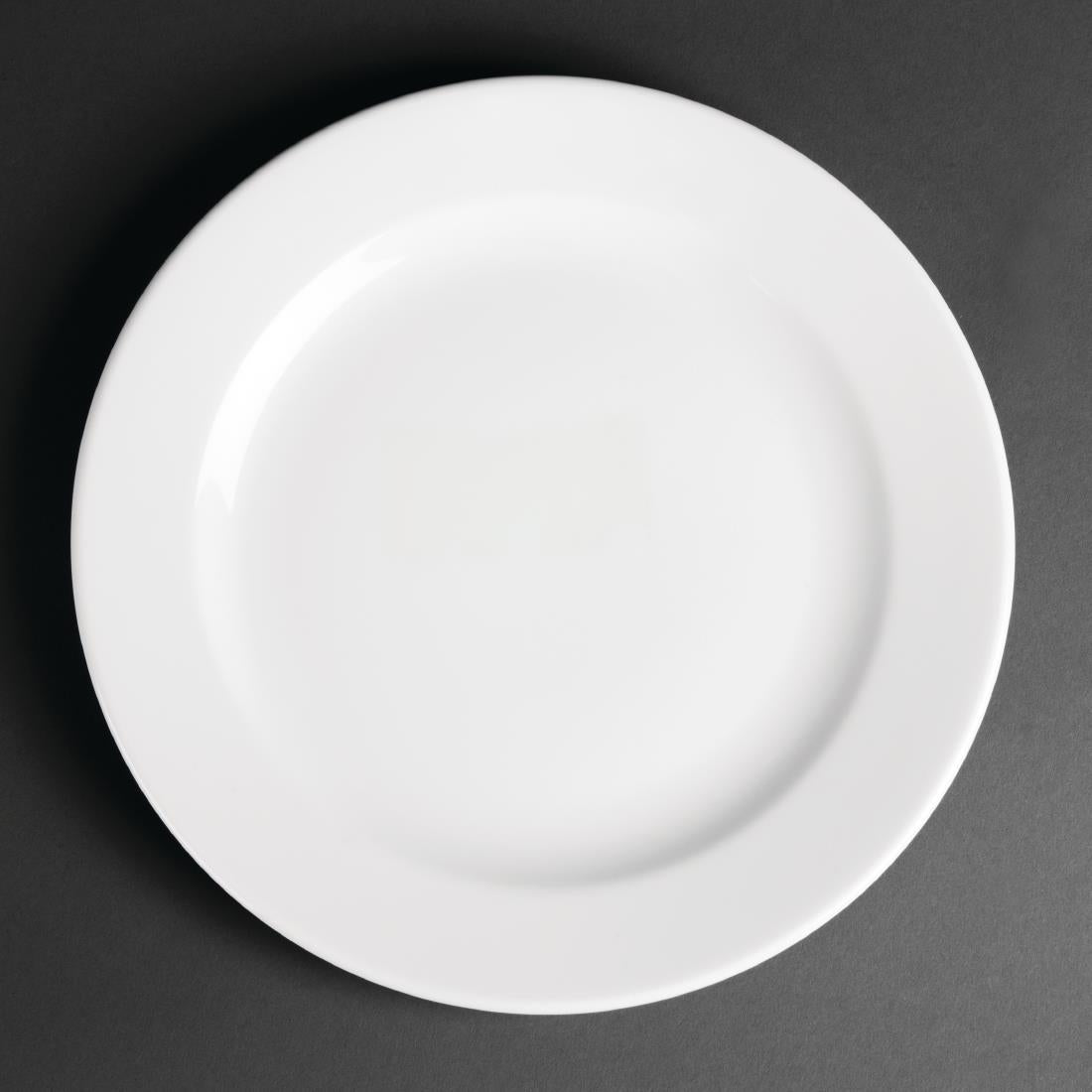 Royal Porcelain Classic White Wide Rim Plates 240mm (Pack of 12) - CG008 Plates Royal Porcelain