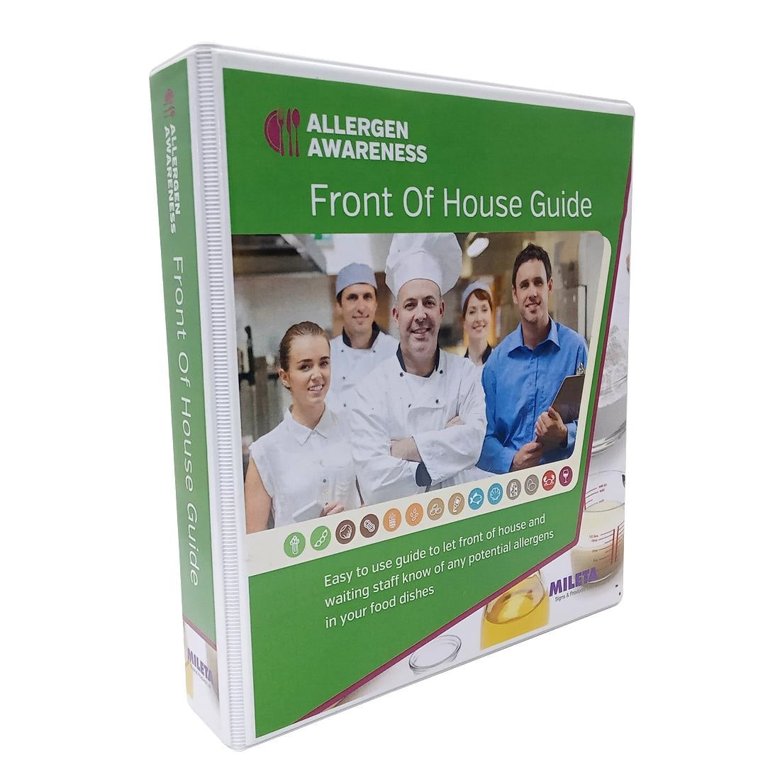 Chef Dishes Staff & Server Allergy Card Guide A5 Ring Binder (50 Double Sided Cards) - CG202 Mileta
