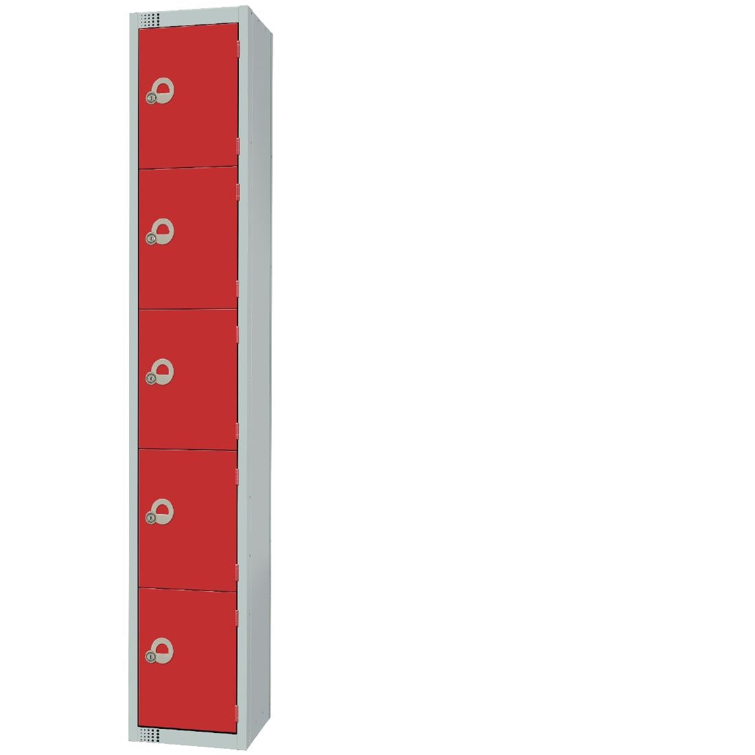 Elite Five Door Padlock Locker with Sloping Top Red - CG613-PS Steel Lockers 300mm Deep Elite Lockers