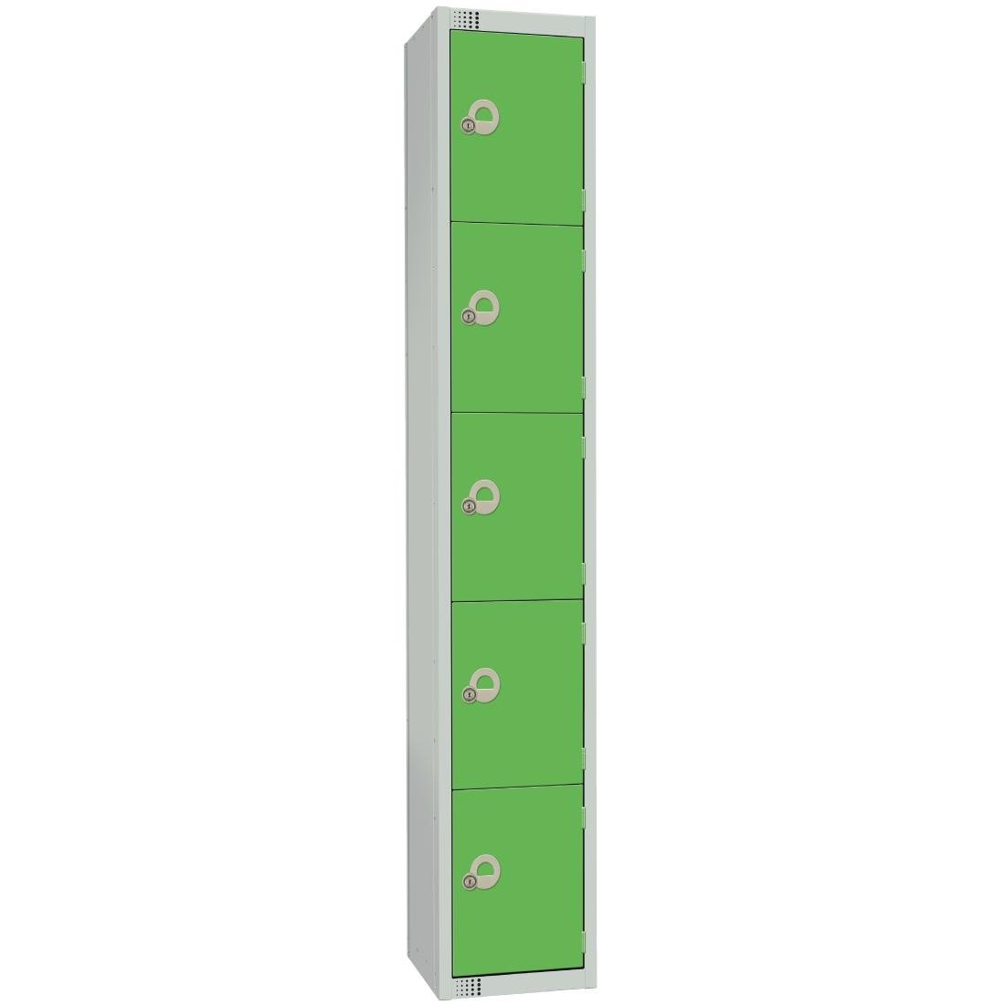Elite Five Door Coin Return Locker Green - CG614-CN Steel Lockers 300mm Deep Elite Lockers
