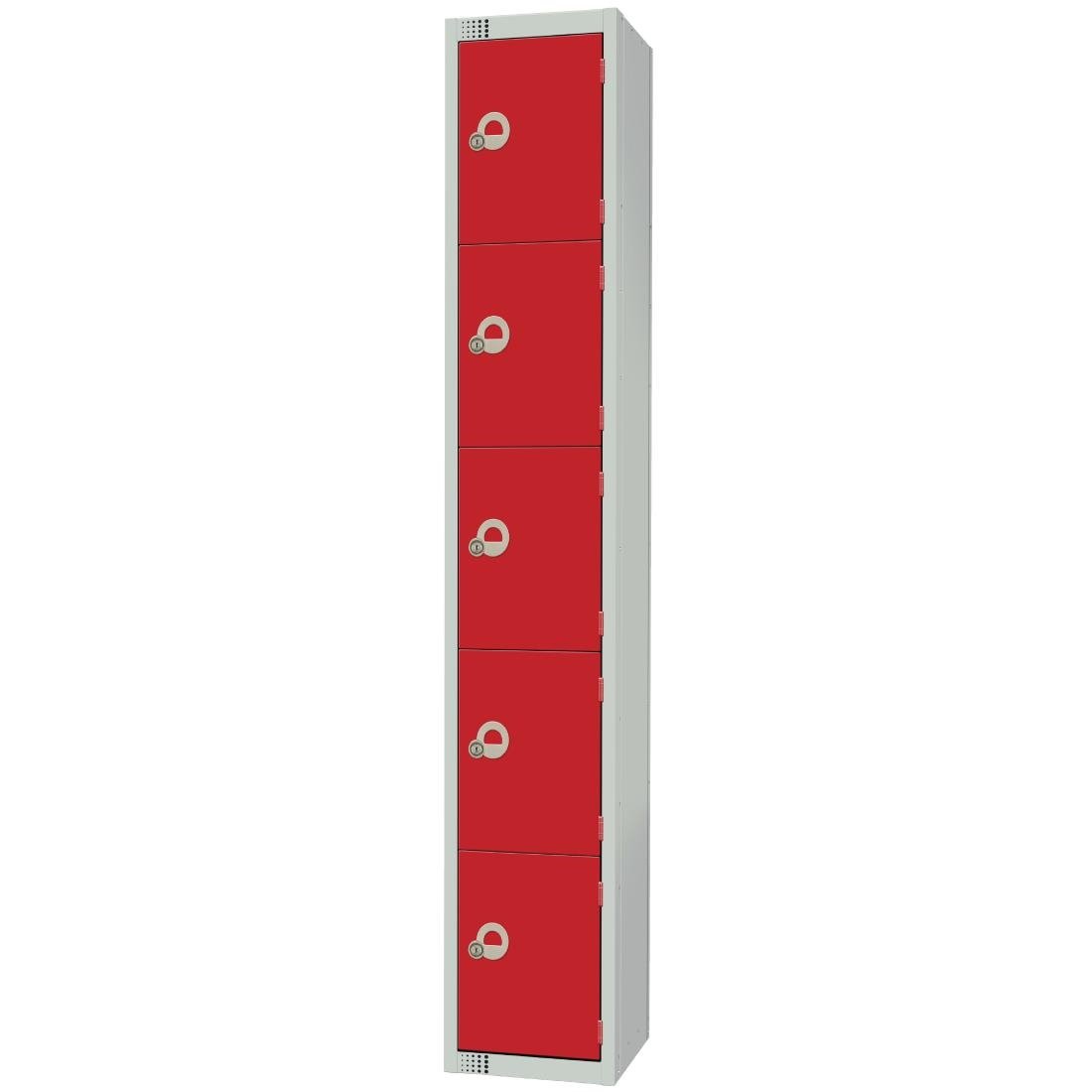 Elite Five Door Coin Return Locker Red - CG618-CN Steel Lockers 450mm Deep Elite Lockers