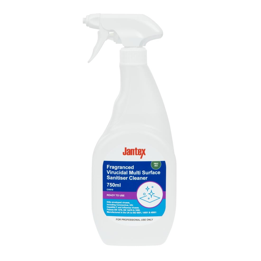 Jantex Virucidal Surface Sanitiser Ready To Use Fragranced 750ml - CH510 Jantex