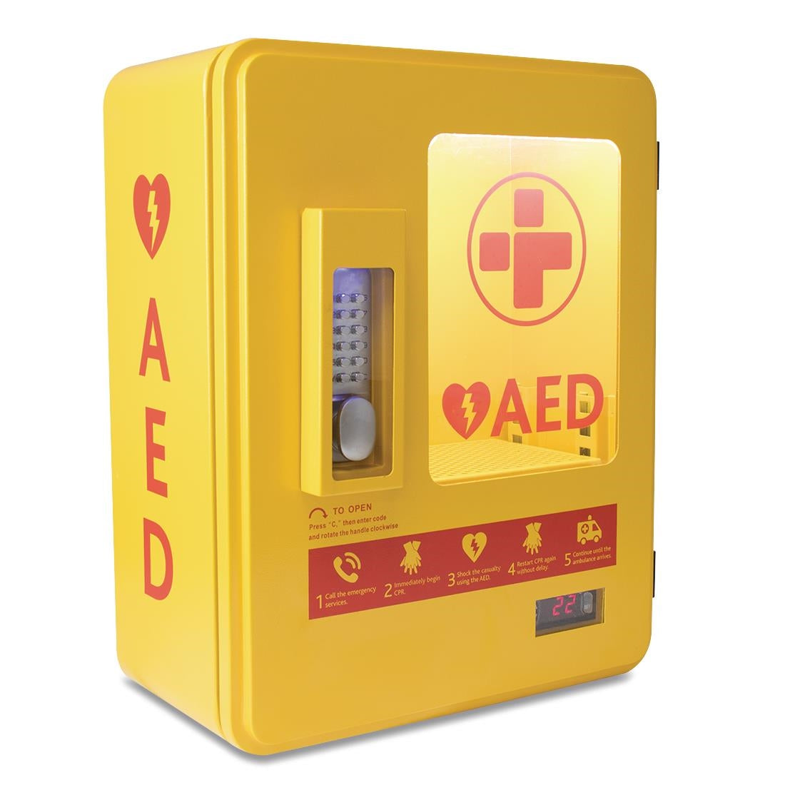 Automated External Defibrillator Alarmed Outdoor Heated Metal Cabinet - CH788 Reliance Medical