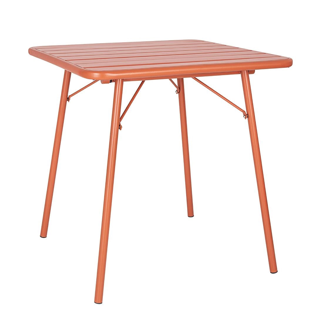 Bolero Amalfi Slatted Square Steel Folding Table Terracotta 700mm - CK064 Steel Tables Bolero
