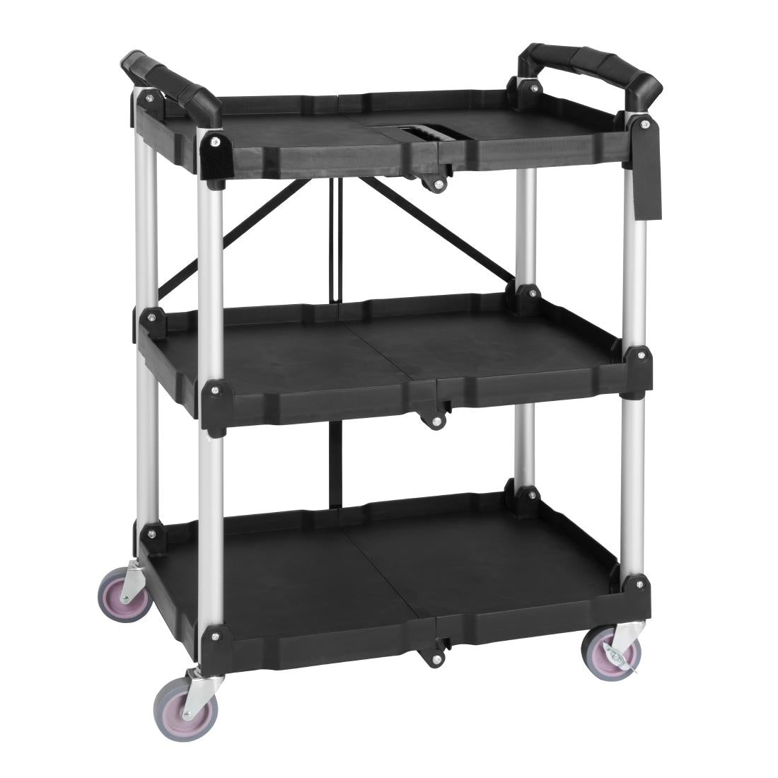 Vogue 3 Tier PP Folding Trolley Black Small - CK113 Vogue